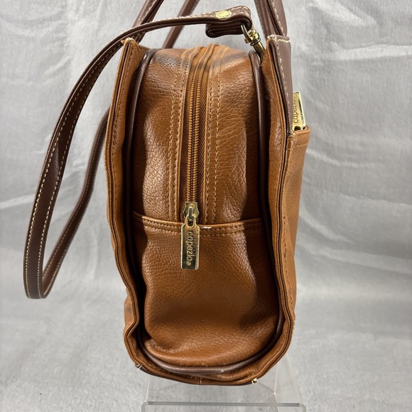 Vintage Capezio Double Top Handle Crossbody Purse Square 2‎ Tone Faux Leather - Picture 3 of 13
